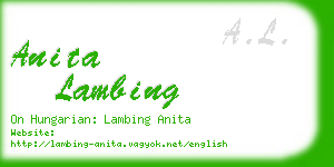 anita lambing business card